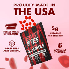 Close-up of BEAST BITES Creatine Gummies serving