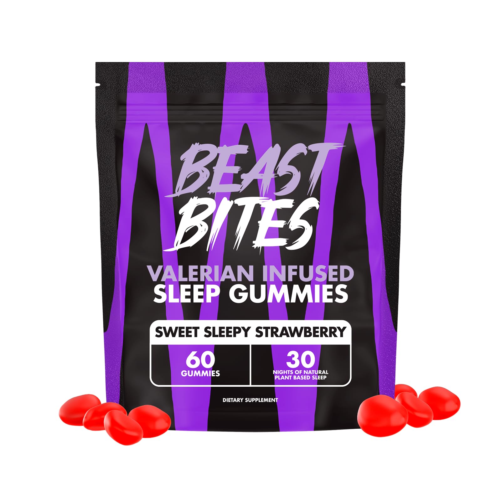Beast Bites Valerian Sleep Gummies bottle and label