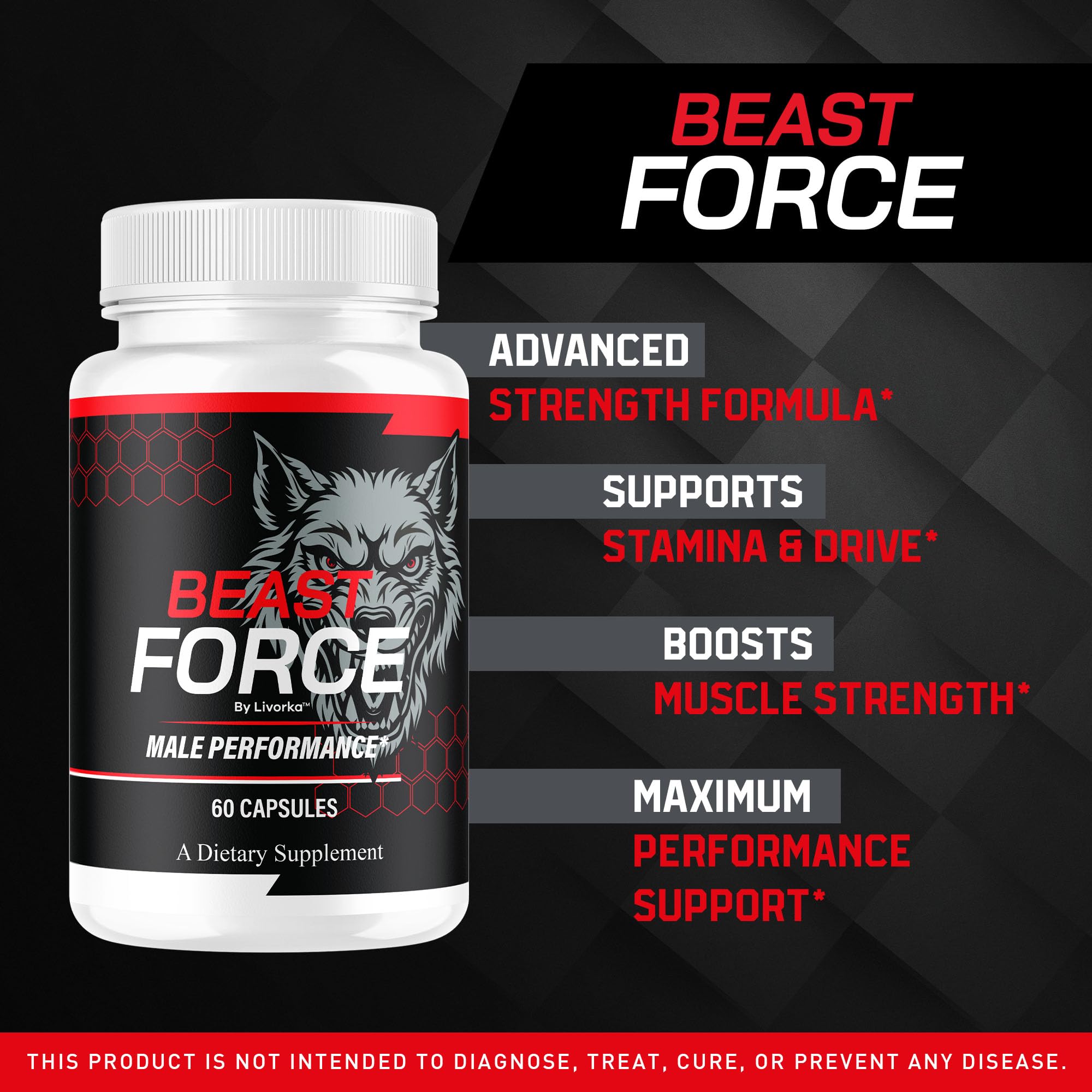 Beast Force bottle closed with label visible