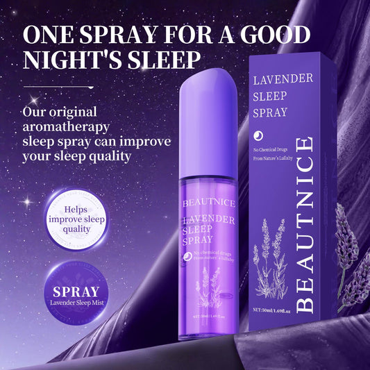 Front view of BEAUTNICE Lavender Sleep Spray bottle