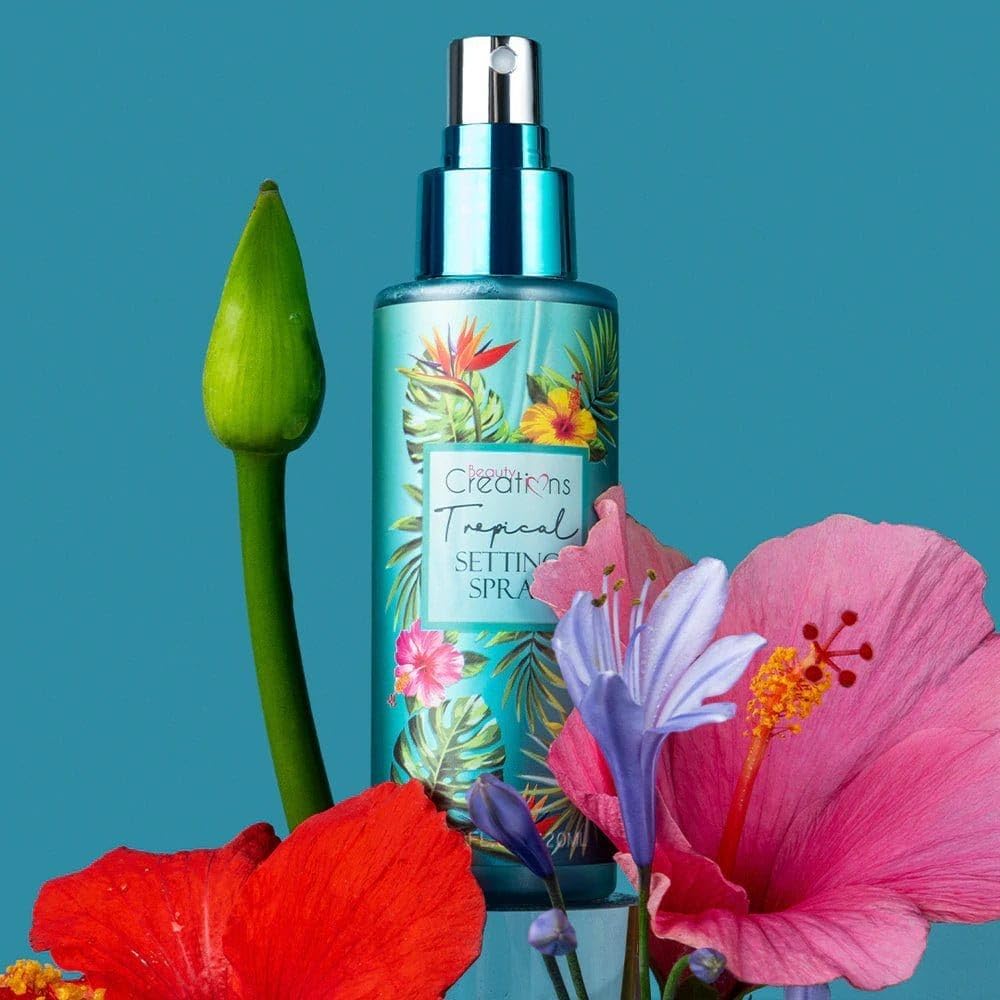 Beauty Creations Tropical Setting Spray mist for a refreshed, dewy finish.