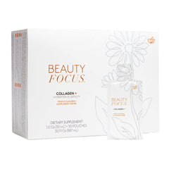 Beauty Focus Collagen Plus peach-flavored 1.0 oz bottle