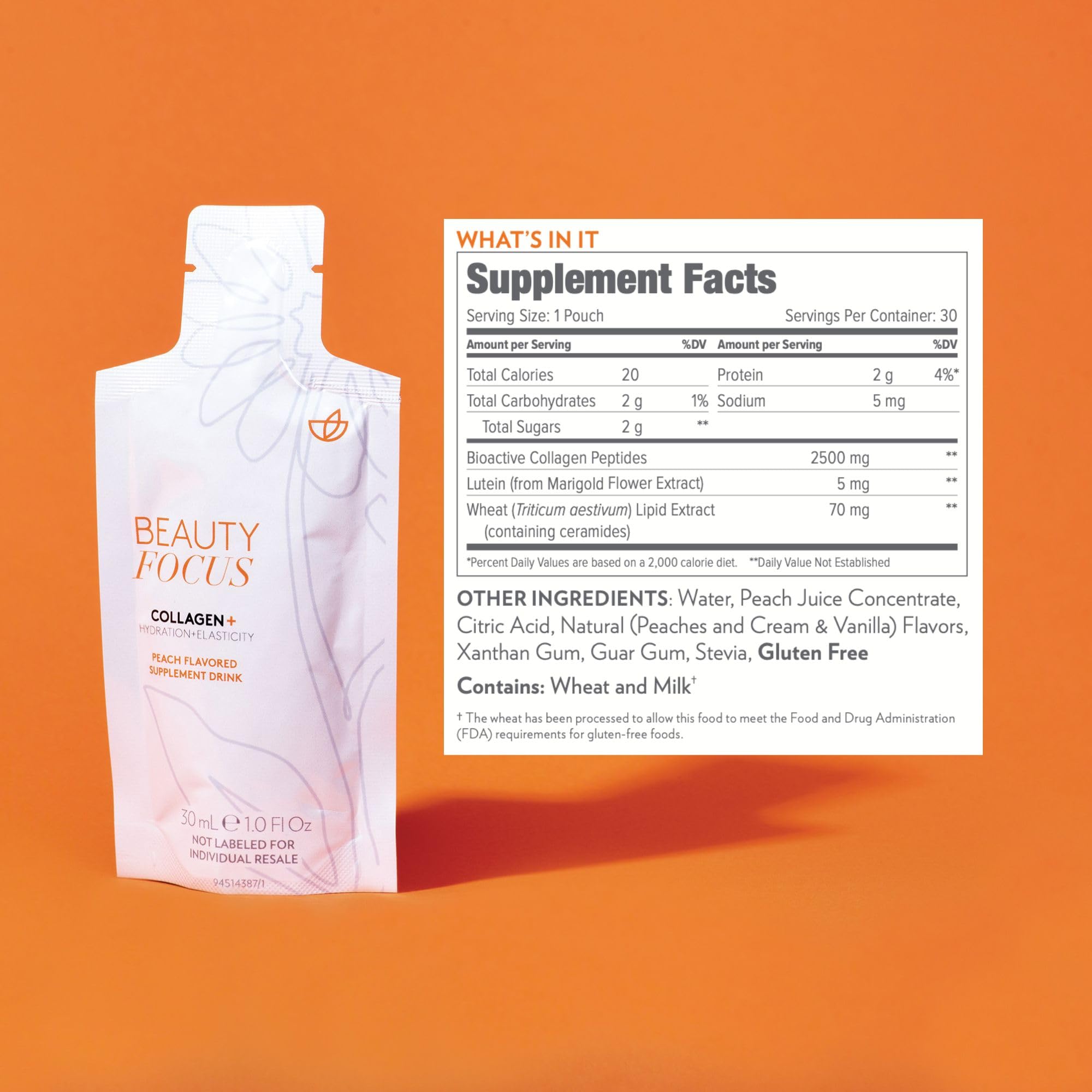 Glow skin concept with peach-flavored collagen bottle