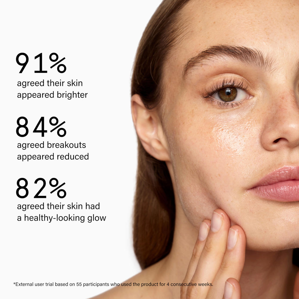 Serum swatch showing brightening effect on skin