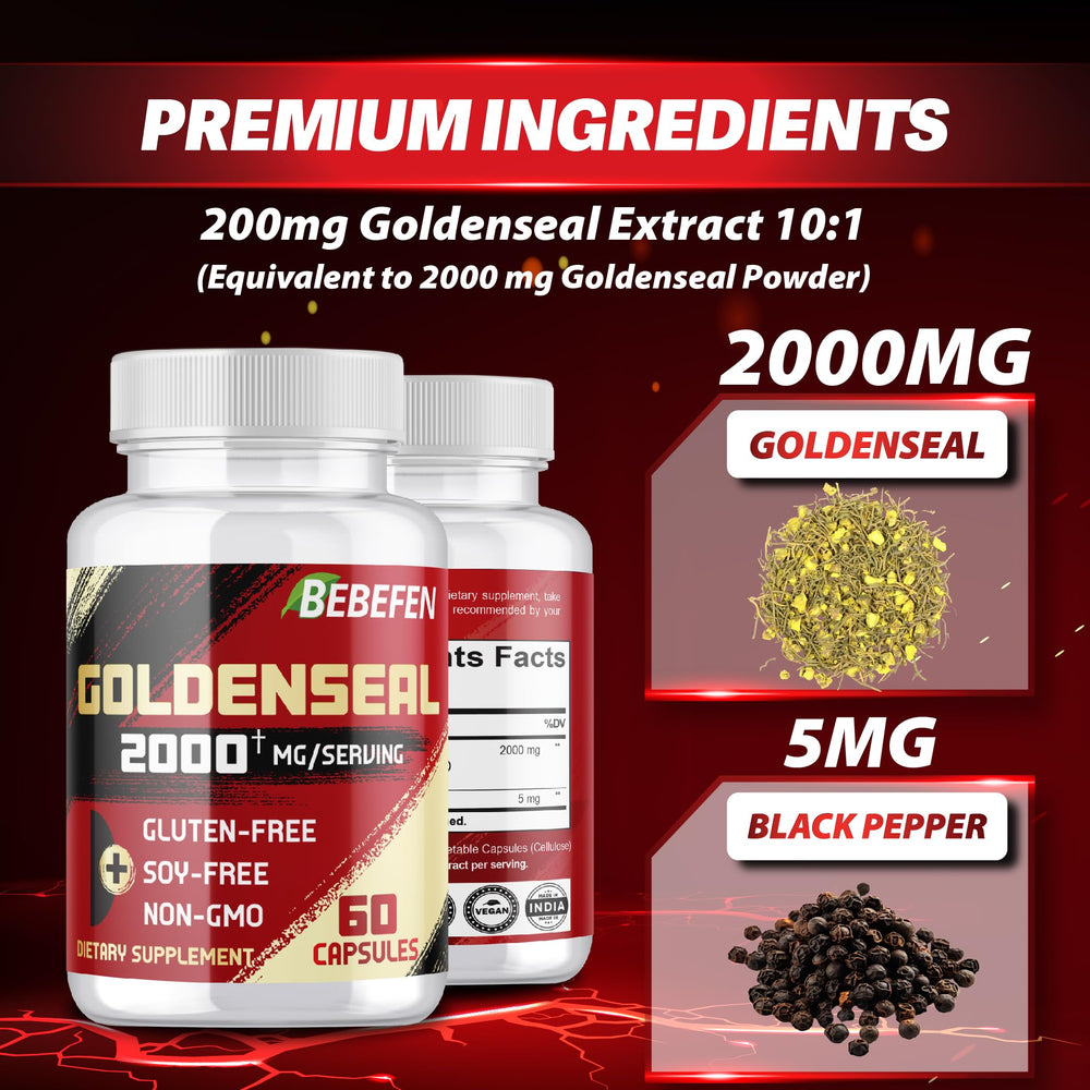 Supplement ingredients panel for BEBEFEN Goldenseal