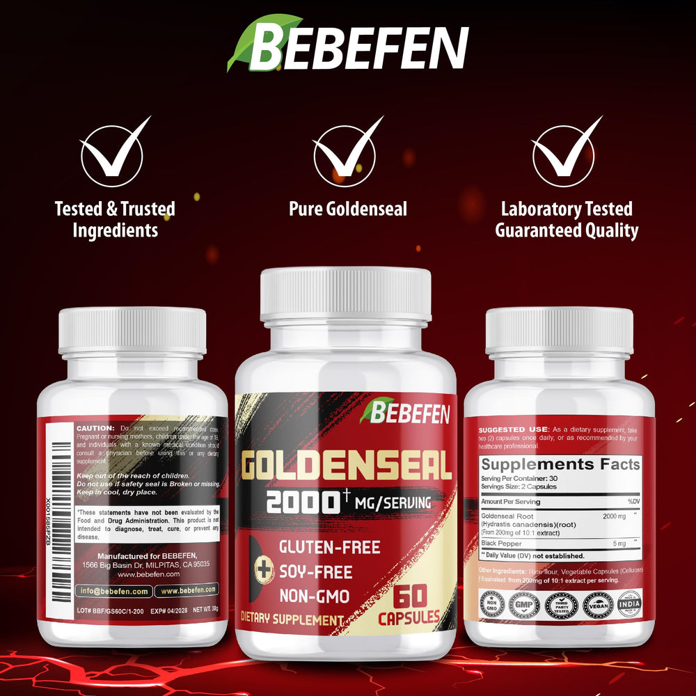 Vegan and Non-GMO BEBEFEN Goldenseal product badge