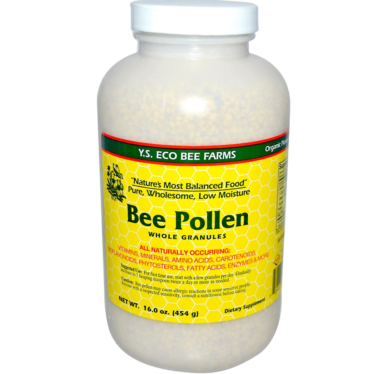 Bee Pollen Low Moisture Whole Granulars - 16 oz container