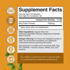 Close-up of 1000mg bee pollen capsules