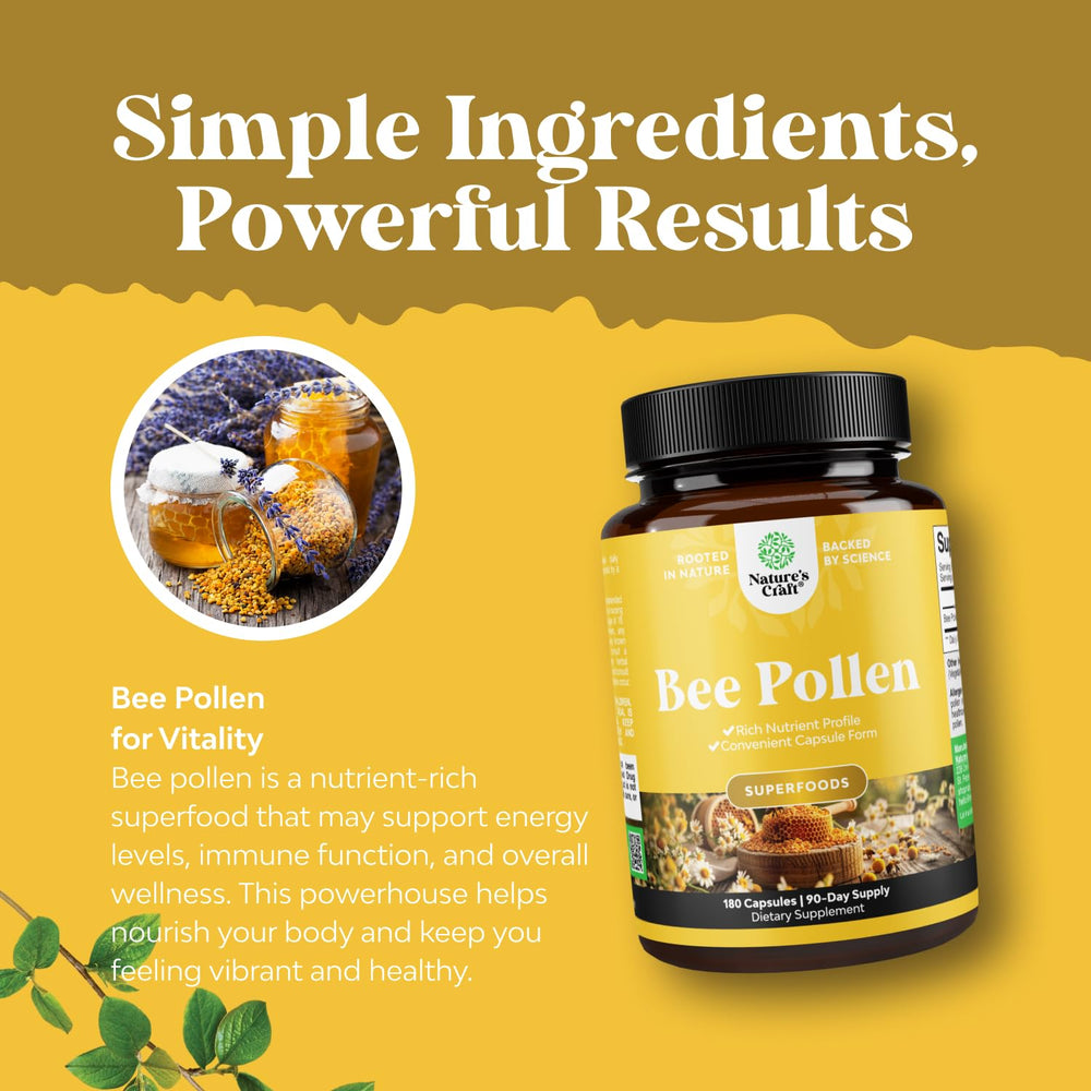 Bee Pollen Pills featuring digestive enzymes and antioxidants