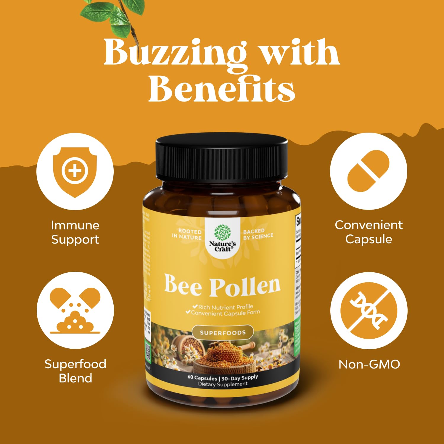 Illustration of bee pollen granules and digestive enzymes