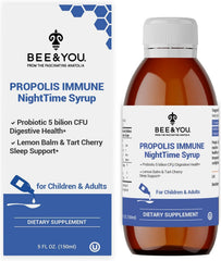 Bee & You Propolis Nighttime Syrup bottle with dropper