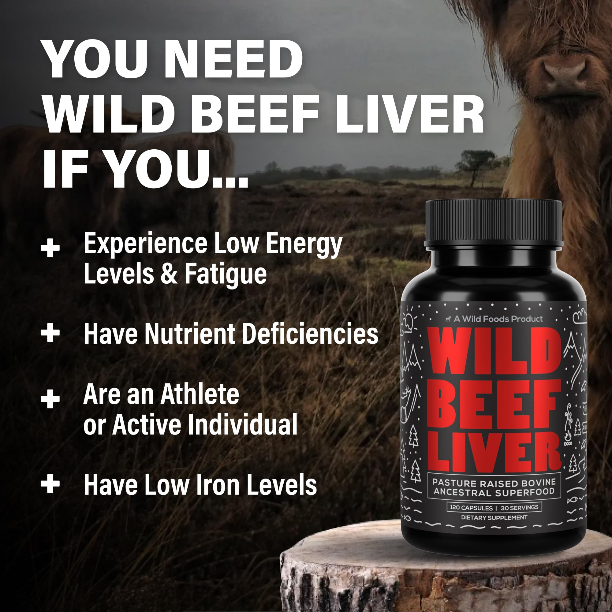 Beef liver capsules nutrition and ingredients concept