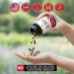 Label featuring third-party testing for purity and quality on beef organ supplement
