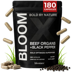 Bloom X Beef Organ Supplement for Men bottle and label
