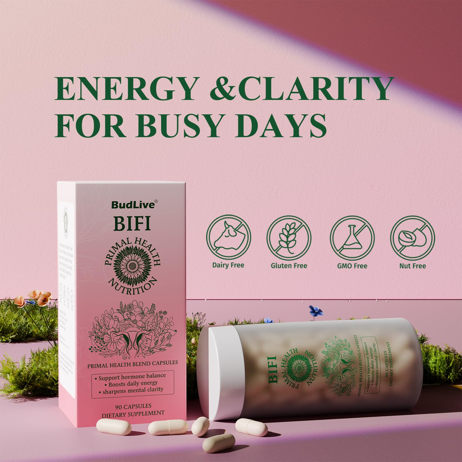 Lifestyle image highlighting vitality, cycle health and skin support