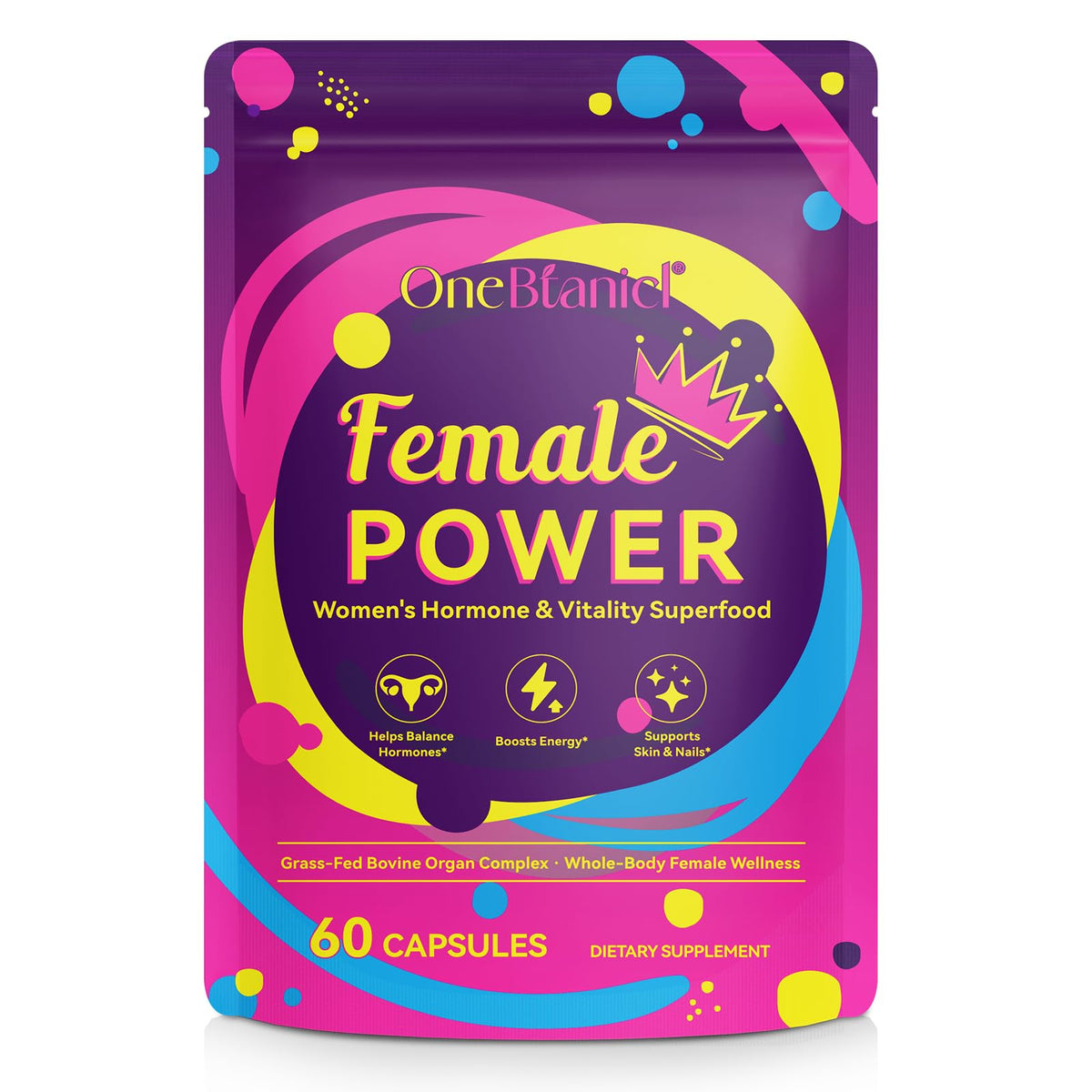 Bottle of Beef Organ Supplement for Women on white background