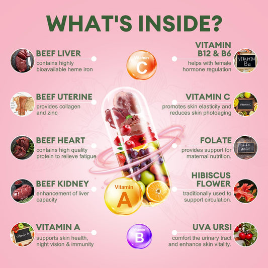 Close-up of deodorized mini capsules from the beef organ supplement