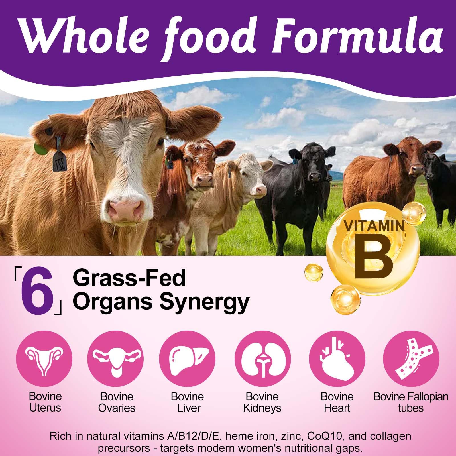 Beef heart and kidney capsules from grass-fed beef