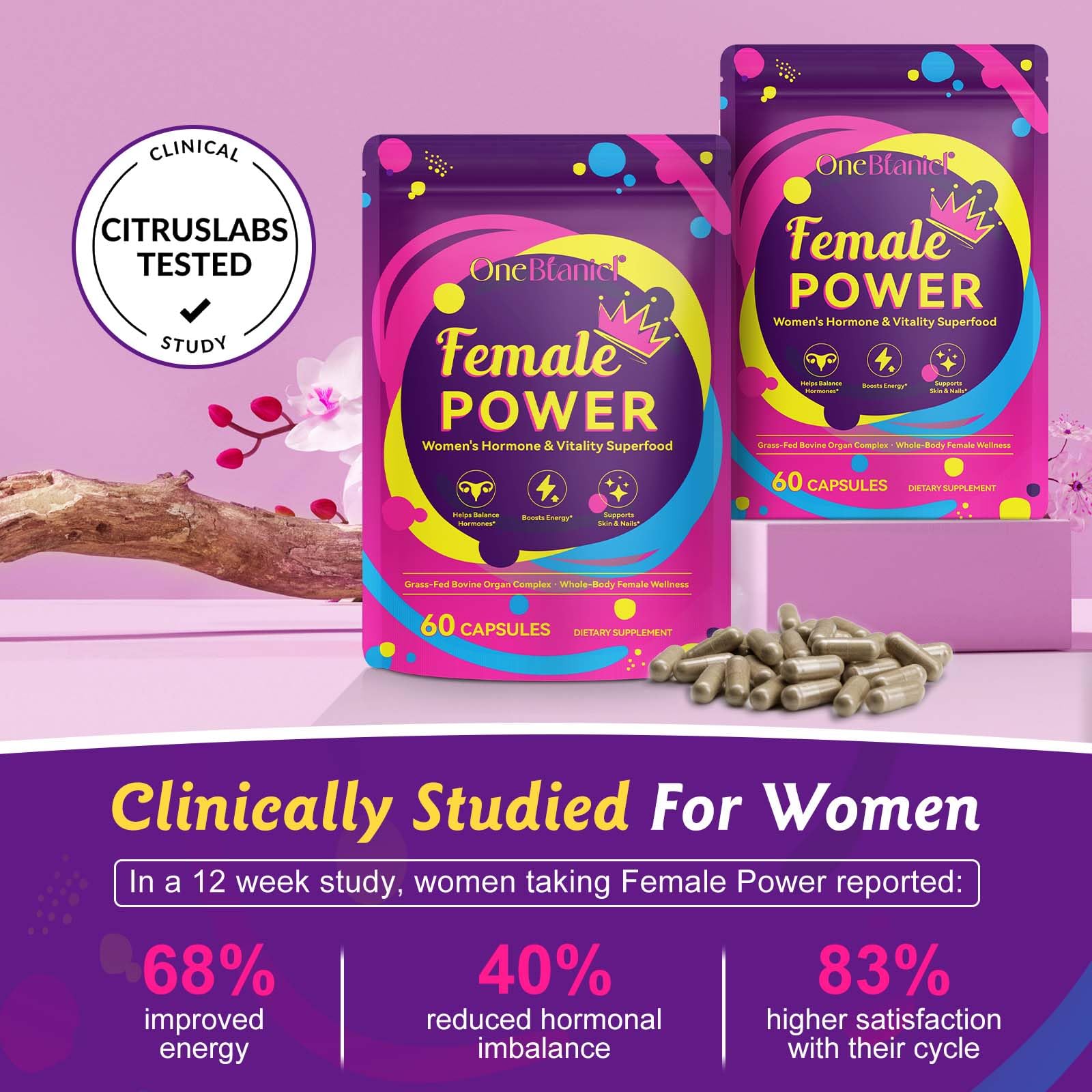 Natural hormone balance support with beef organ blend