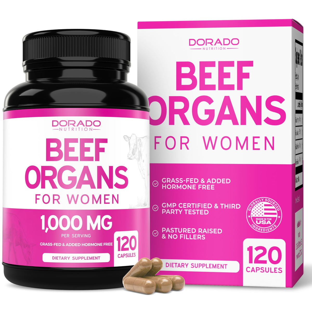 Beef Organ for Women bottle with 120 capsules