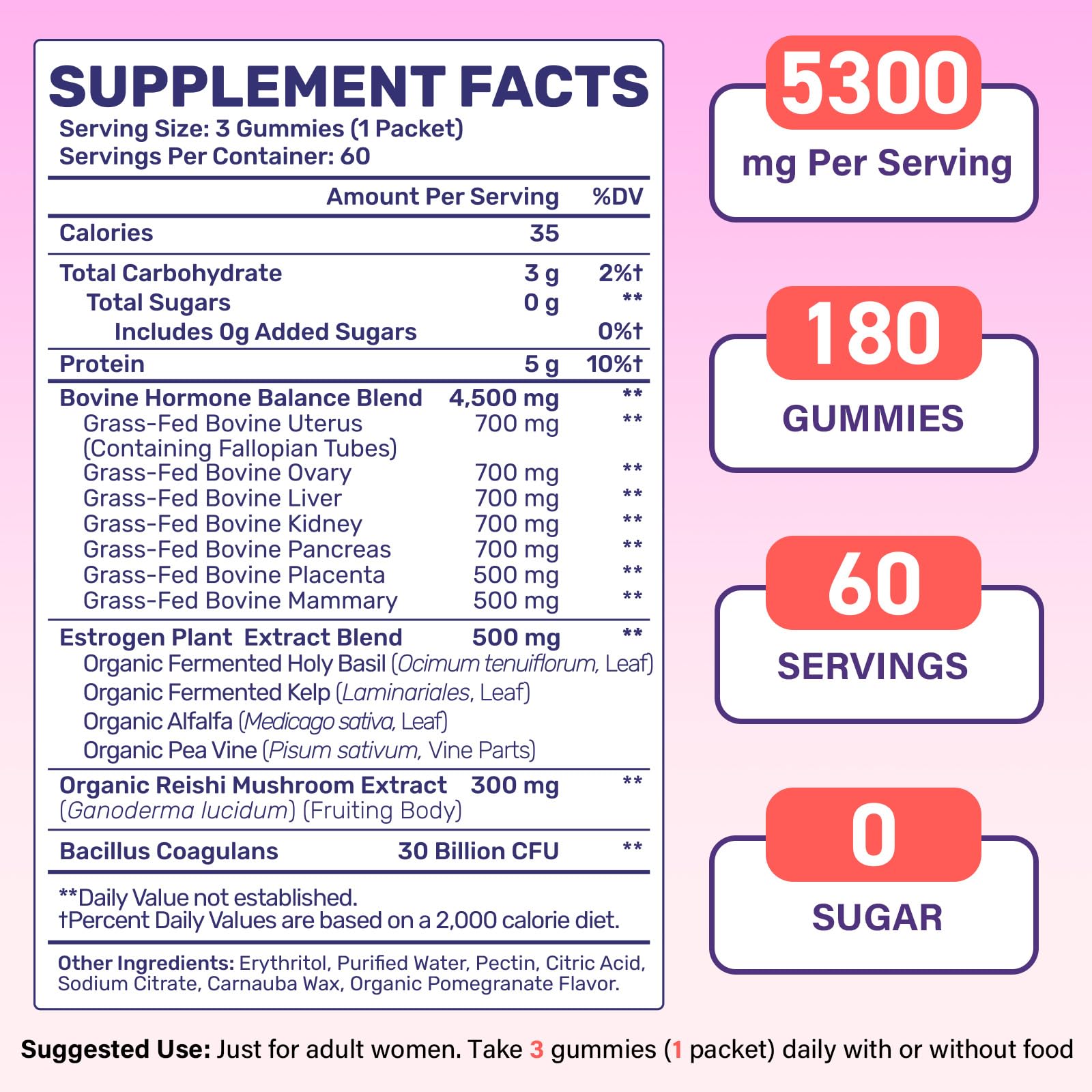 60-day supply of women's beef organ gummies