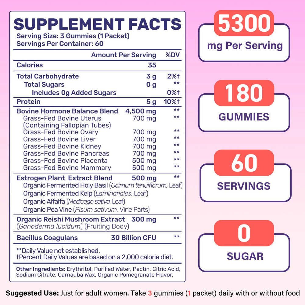 60-day supply of women's beef organ gummies