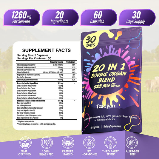 Beef organ product featuring uterus and ovary for women's health