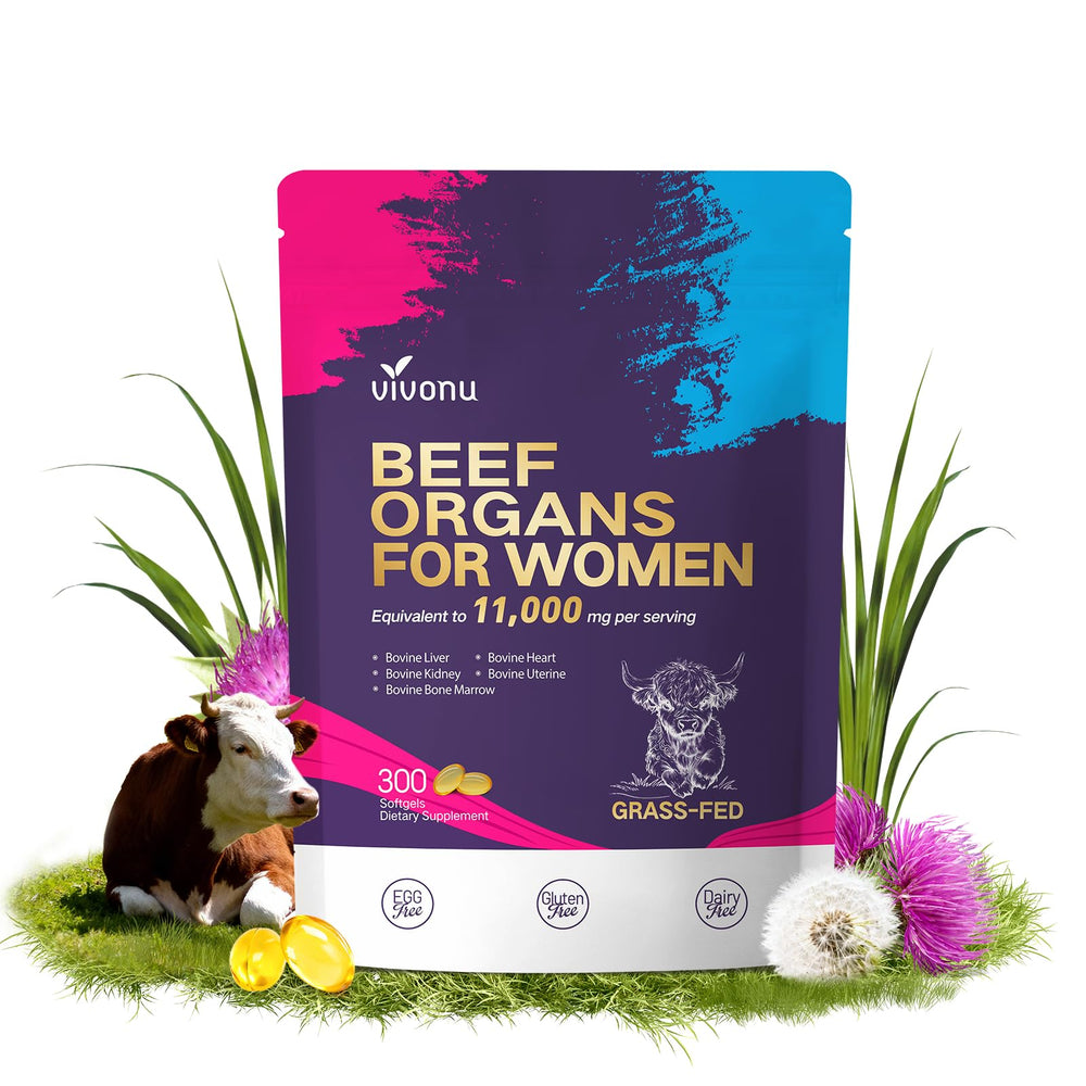 Front packaging of Beef Organ Supplement for Women showing 100-day supply