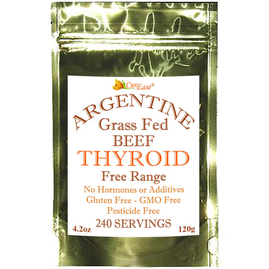 CurEase Beef Thyroid Powder in a 4.2 oz pouch from grass-fed Argentine cattle