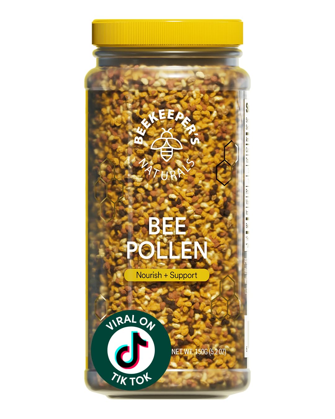Beekeeper's Naturals 100% Raw Bee Pollen Granules – front view of 5.2 oz package