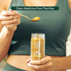 Serving suggestion with a scoop of bee pollen granules