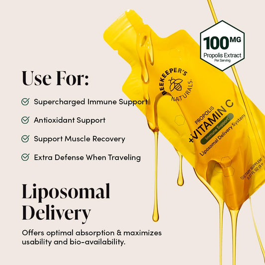 Beekeeper's Naturals Propolis Liposomal Vitamin C 1000mg bottle back label