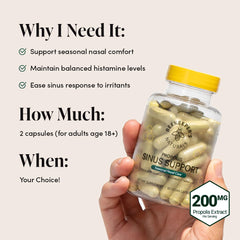 Beekeepers Naturals propolis-quercetin-bromelain blend helps support seasonal comfort.