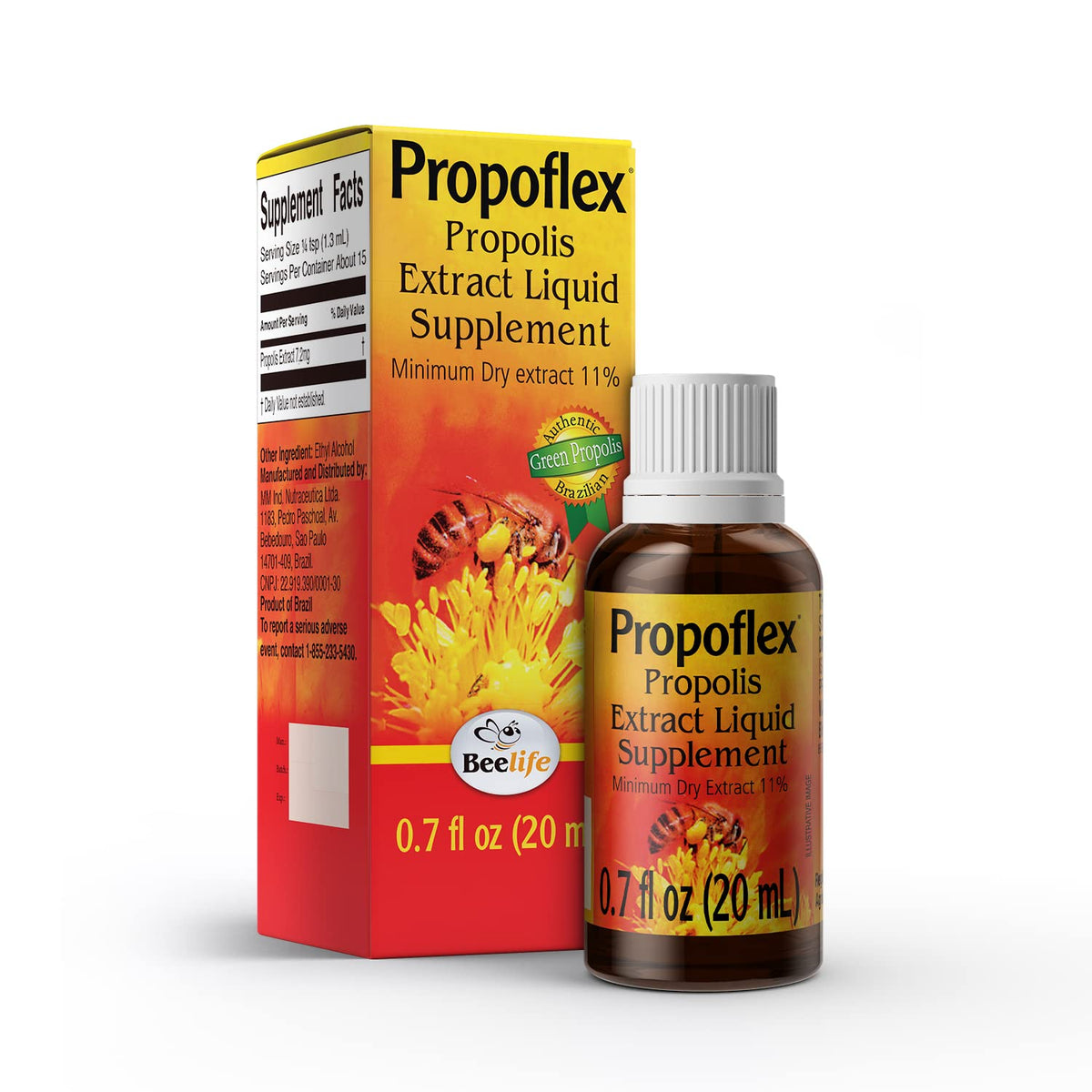 Beelife Brazilian Green Propolis Extract bottle with 11% dry extract
