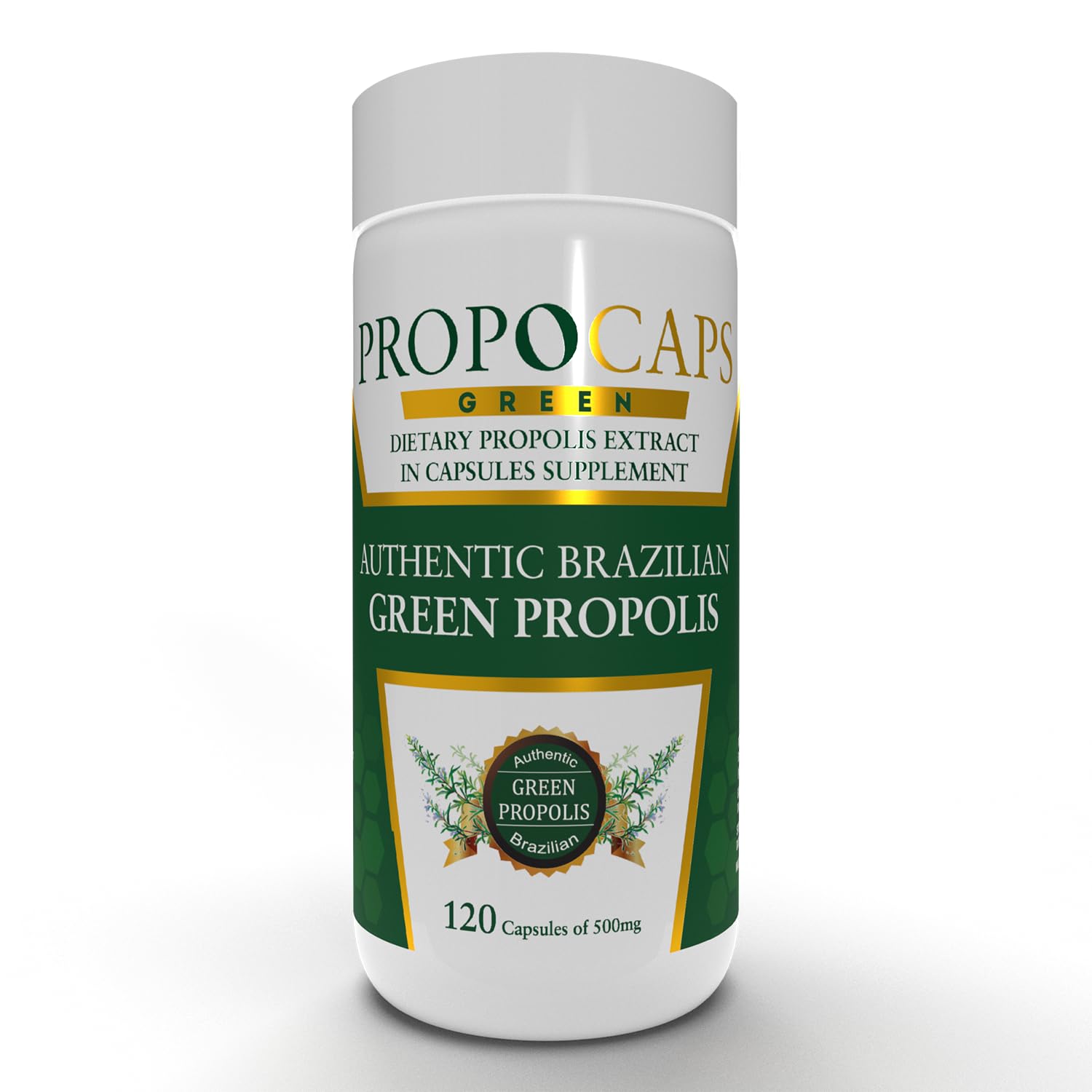 Beelife Green Propolis Capsules bottle and label on white background