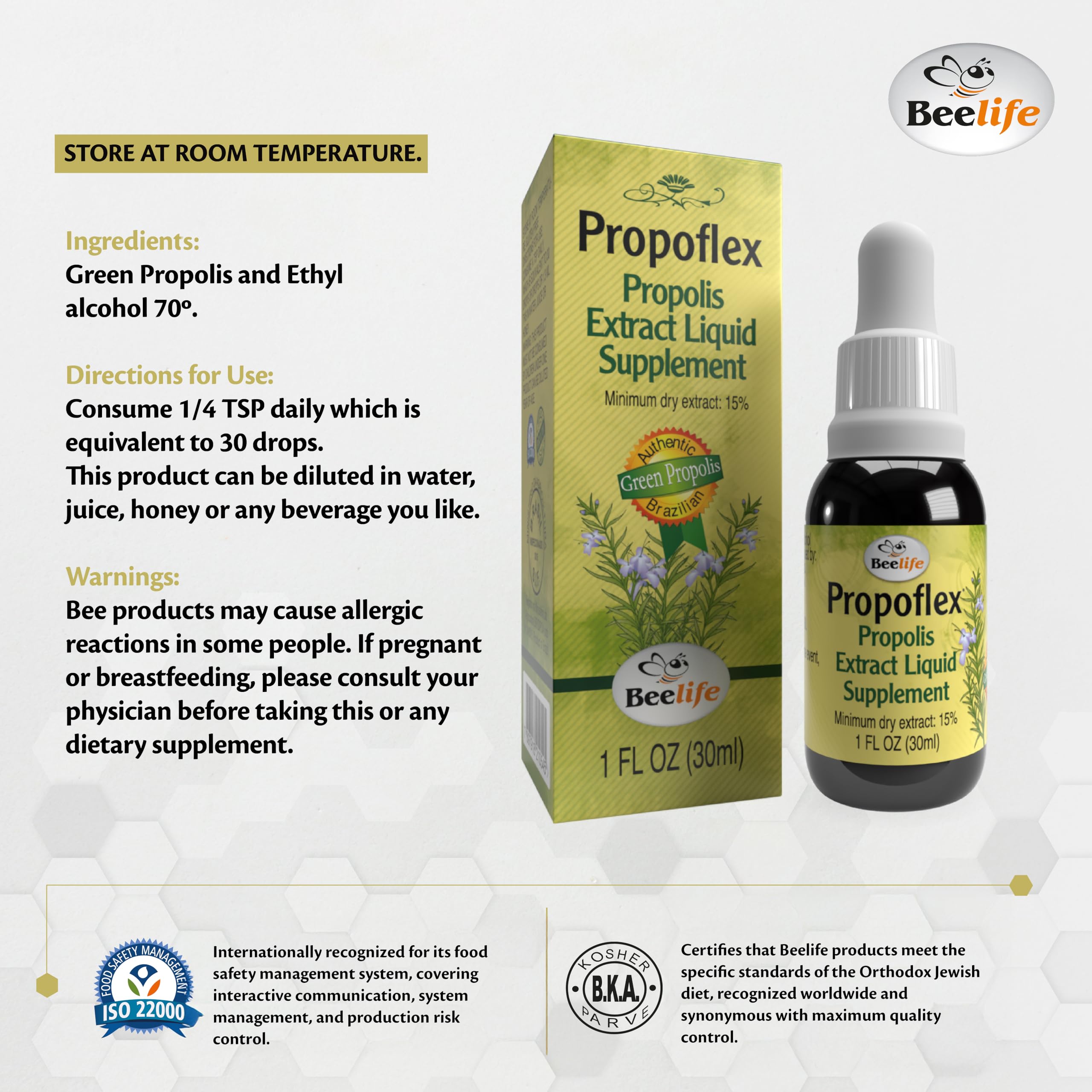 Organic and kosher-friendly Beelife Brazilian green propolis concentrate