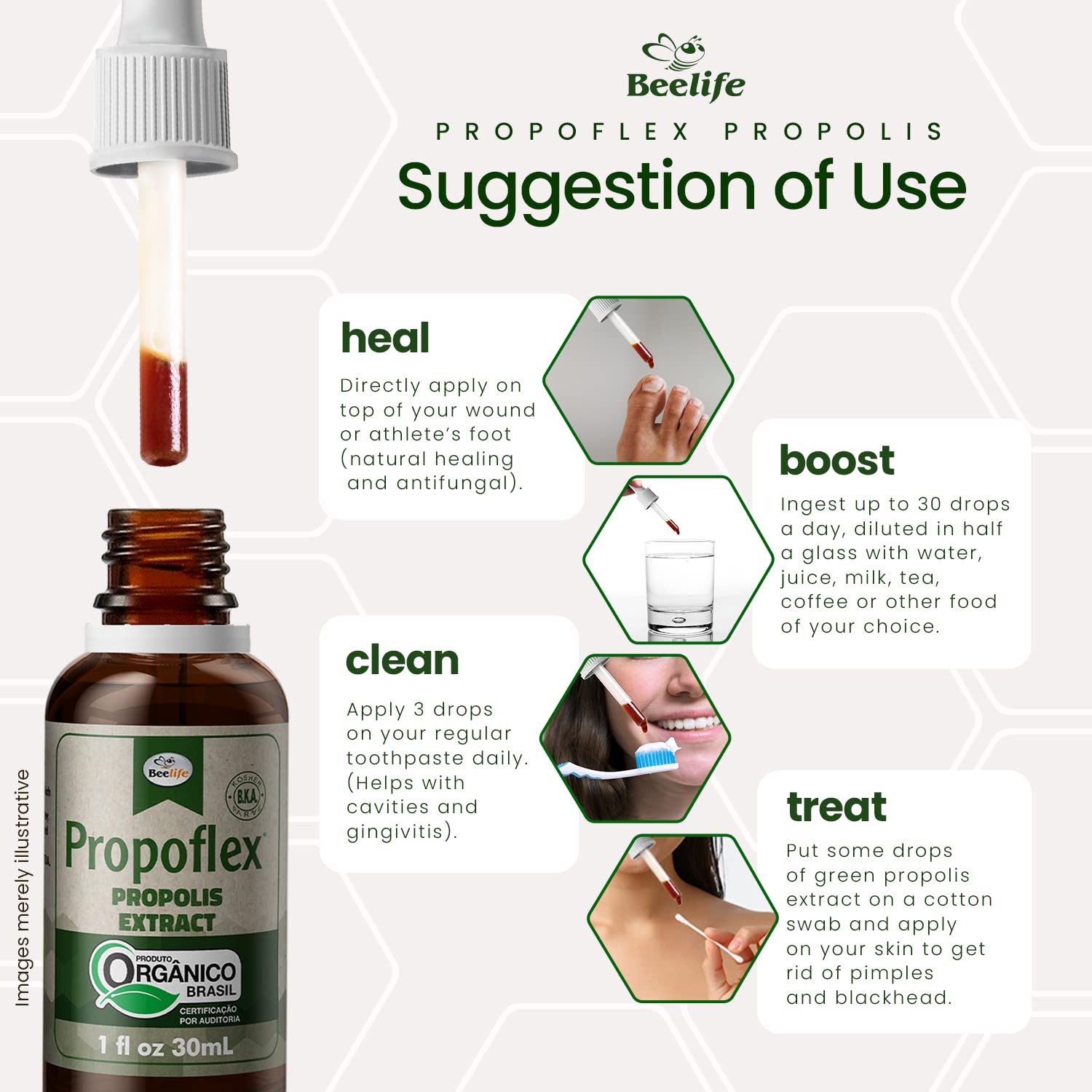 Natural and kosher-friendly Beelife Propoflex bottle on white background