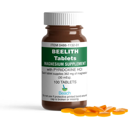 Beelith Tablets Magnesium and Pyridoxine HCL bottle - 100 tablets