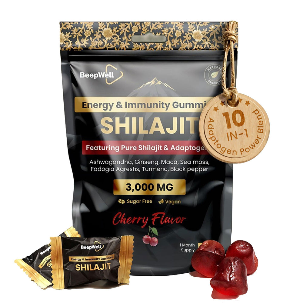 BeepWell Shilajit Gummies bottle with cherry flavor