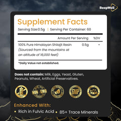 BeepWell Shilajit resin bottle back view with label