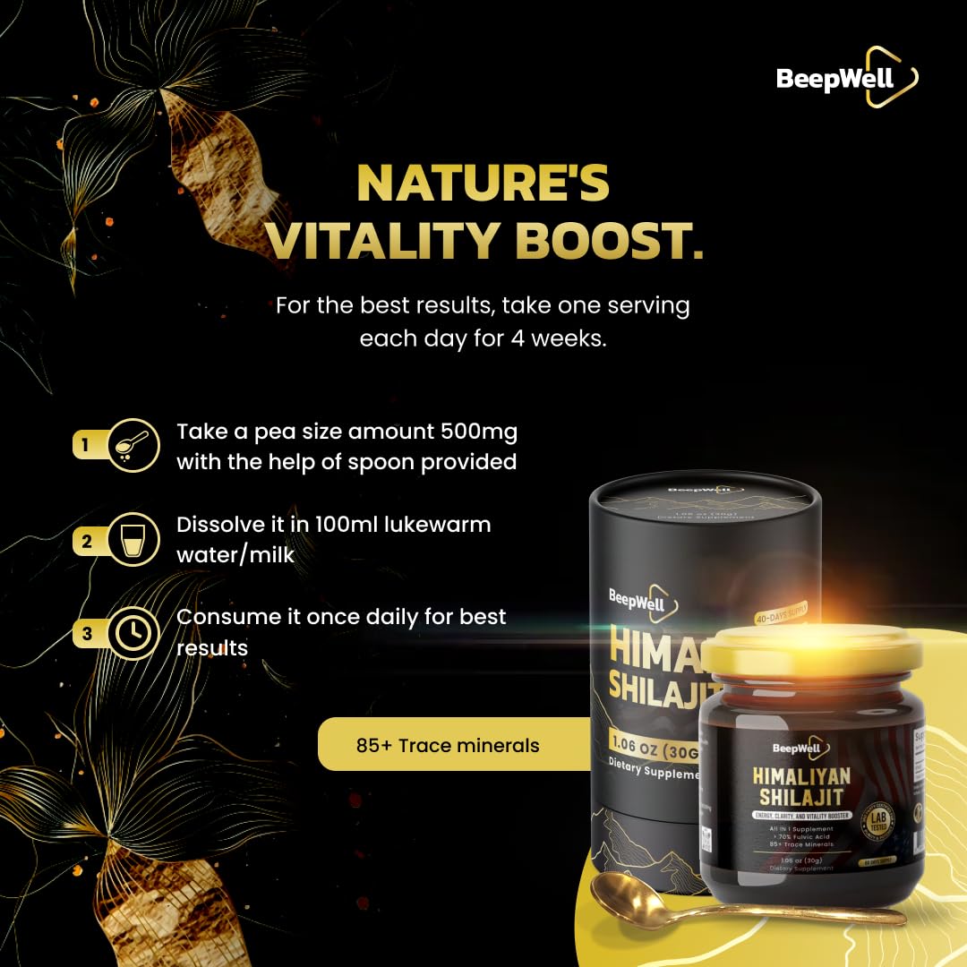 BeepWell Shilajit resin ingredients illustration