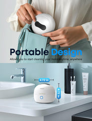 Compact portable dental cleaning pod in white