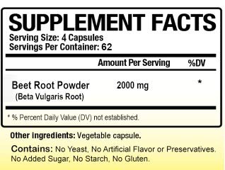 Beet Root 2000 mg per serving capsules (250-count bottle)