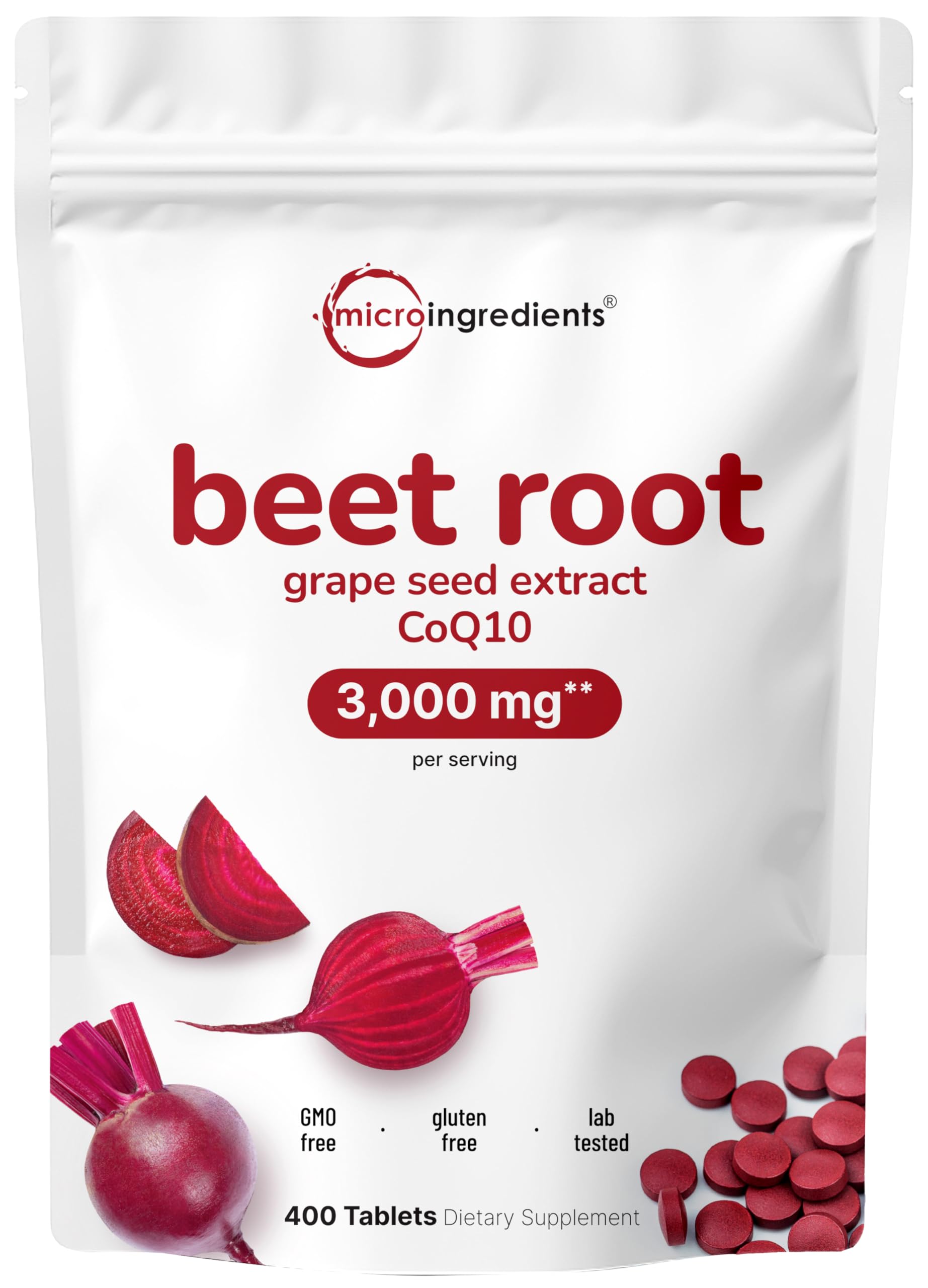 Beet Root 3,000mg with Grape Seed Extract & CoQ10 bottle label