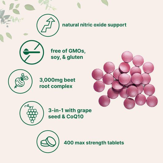 Close-up of 400-tablet pouch for Beet Root supplement