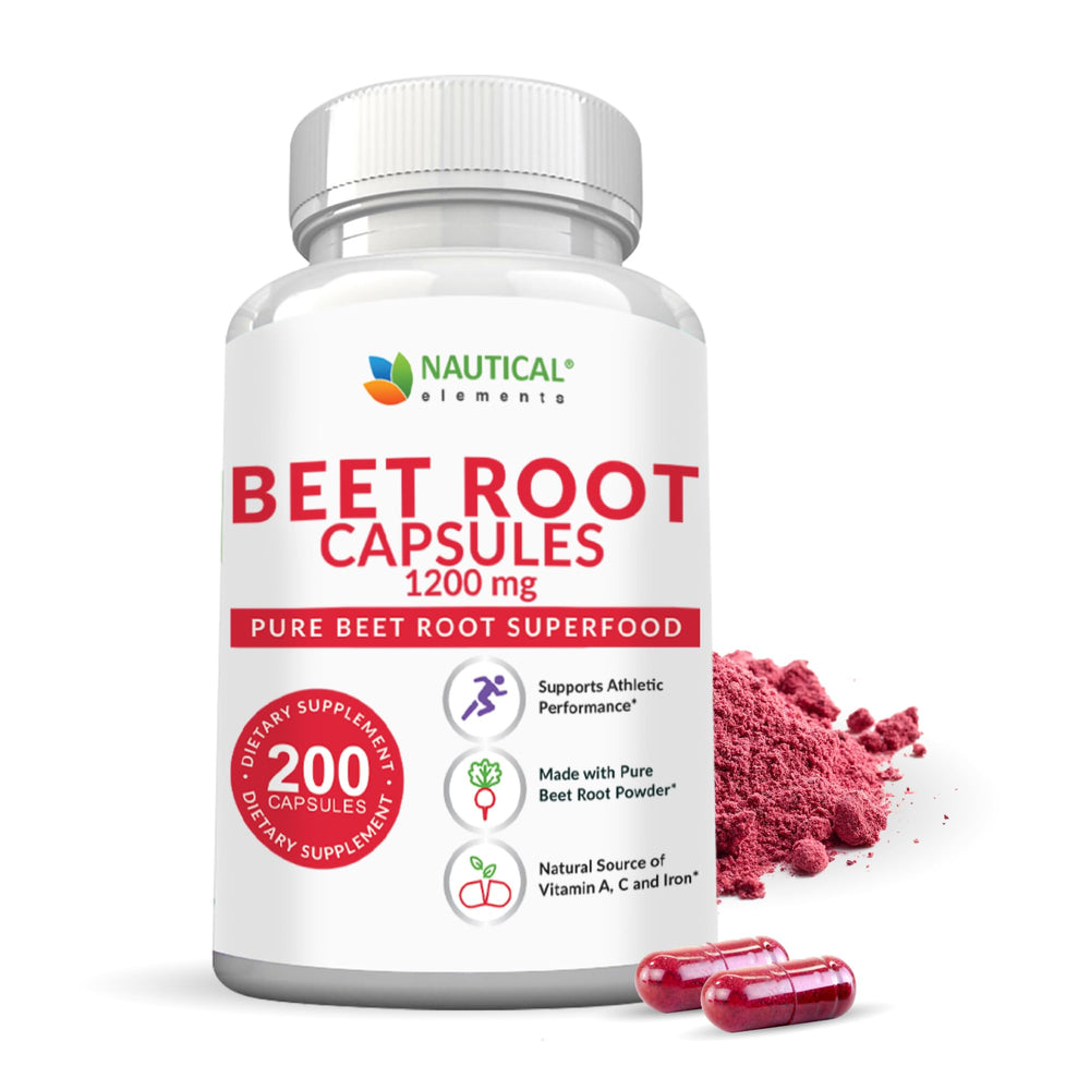 Beet Root Capsules bottle showing 1200mg per serving