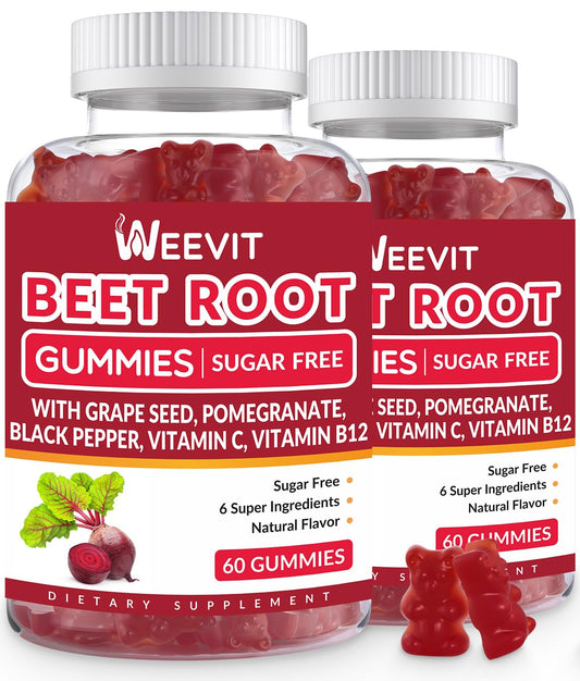 Beet Root Gummies hero image showing bottle and gummies on white background
