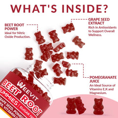 Close-up of Beet Root Gummies highlighting glossy texture and color