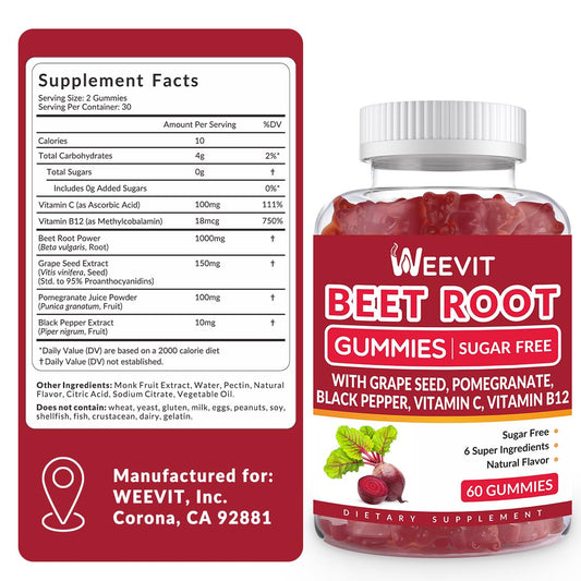 Packaging shot of Beet Root Gummies with label