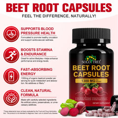 Close-up of beet root powder capsules